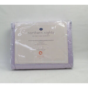 Northern Nights Cotton Embroidered Coverlet with Shams Lavender